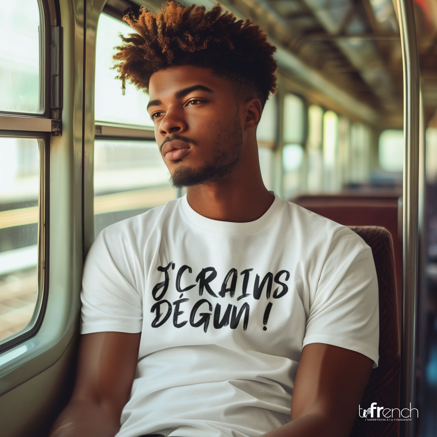 t-shirt j'crains dégun de tfrench, t-shirt humour du sud, t-shirt Marseille, tee shirt homme je crains degun, tee shirt humour, t-shirt sud, t-shirt expression du sud, t-shirt marseillais, t-shirt j'crains dégun blanc