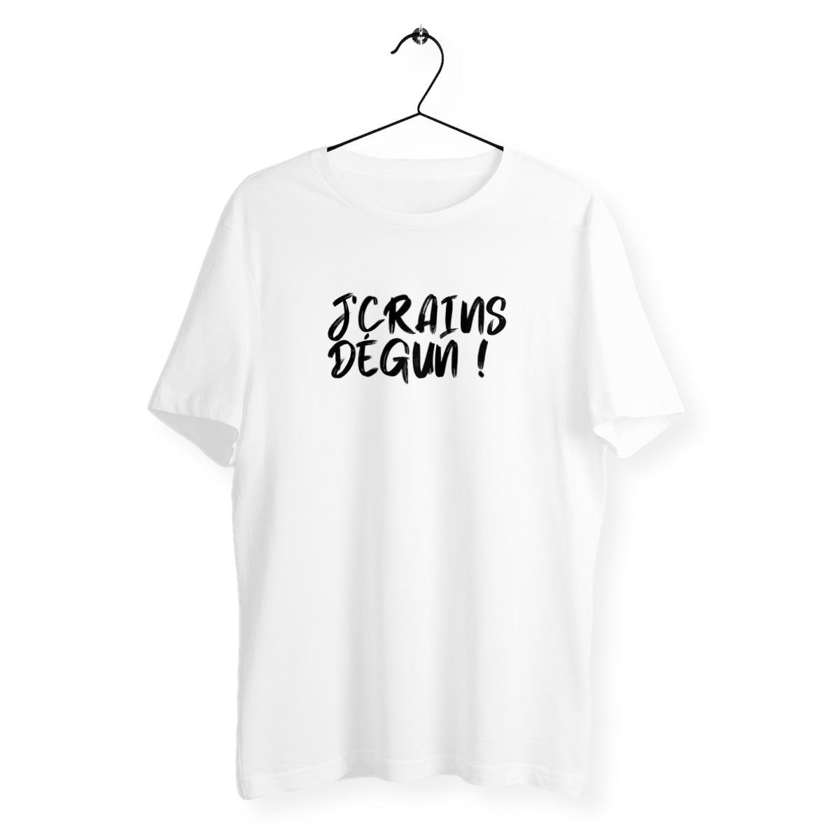 T-Shirt Homme Bio - J'Crains Dégun !, t-shirt j'crains dégun de tfrench, t-shirt humour du sud, t-shirt Marseille, tee shirt homme je crains degun, tee shirt humour, t-shirt sud, t-shirt expression du sud, t-shirt marseillais, t-shirt j'crains dégun blanc