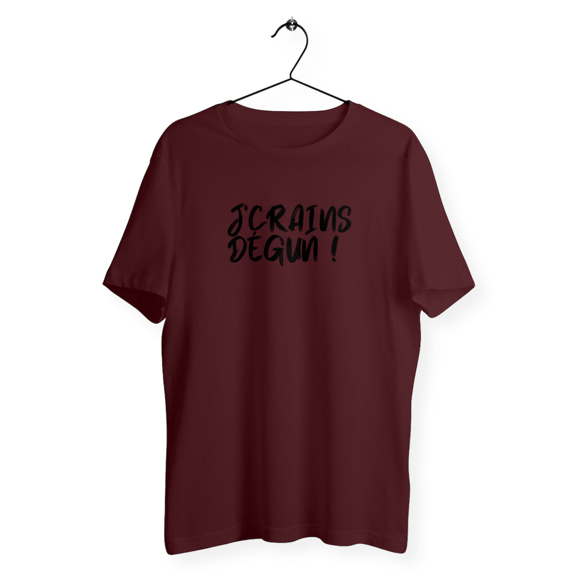 T-Shirt Homme Bio - J'Crains Dégun !, t-shirt j'crains dégun de tfrench, t-shirt humour du sud, t-shirt Marseille, tee shirt homme je crains degun, tee shirt humour, t-shirt sud, t-shirt expression du sud, t-shirt marseillais, t-shirt j'crains dégun rouge