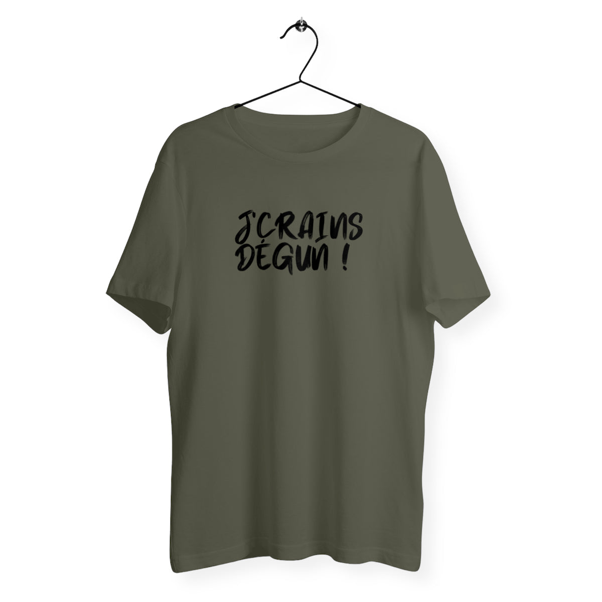 T-Shirt Homme Bio - J'Crains Dégun !, t-shirt j'crains dégun de tfrench, t-shirt humour du sud, t-shirt Marseille, tee shirt homme je crains degun, tee shirt humour, t-shirt sud, t-shirt expression du sud, t-shirt marseillais, t-shirt j'crains dégun vert