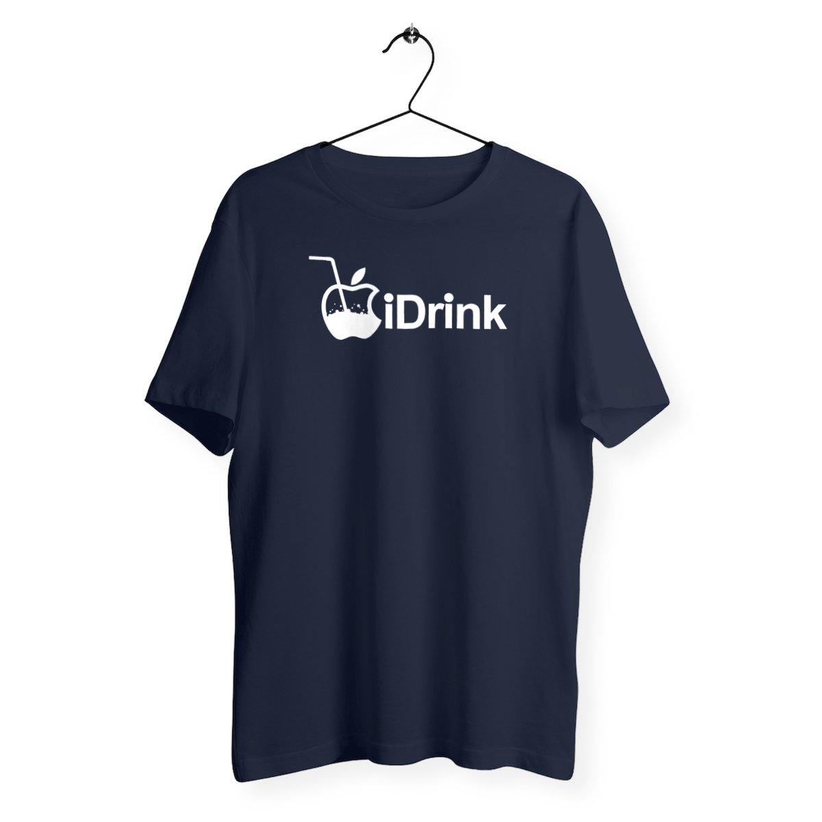 T-Shirt Mixte Bio - iDrink, t-shirt idrink de tfrench, t-shirt apéro, t-shirt mixte en coton bio humour, t-shirt humour, t-shirt i drink, t-shirt iphone, t-shirt i phone, t-shirt apple, t-shirt parodie apple, t-shirt parodie iphone, t-shirt boisson, t-shirt marque à la pomme, t-shirt idrink bleu