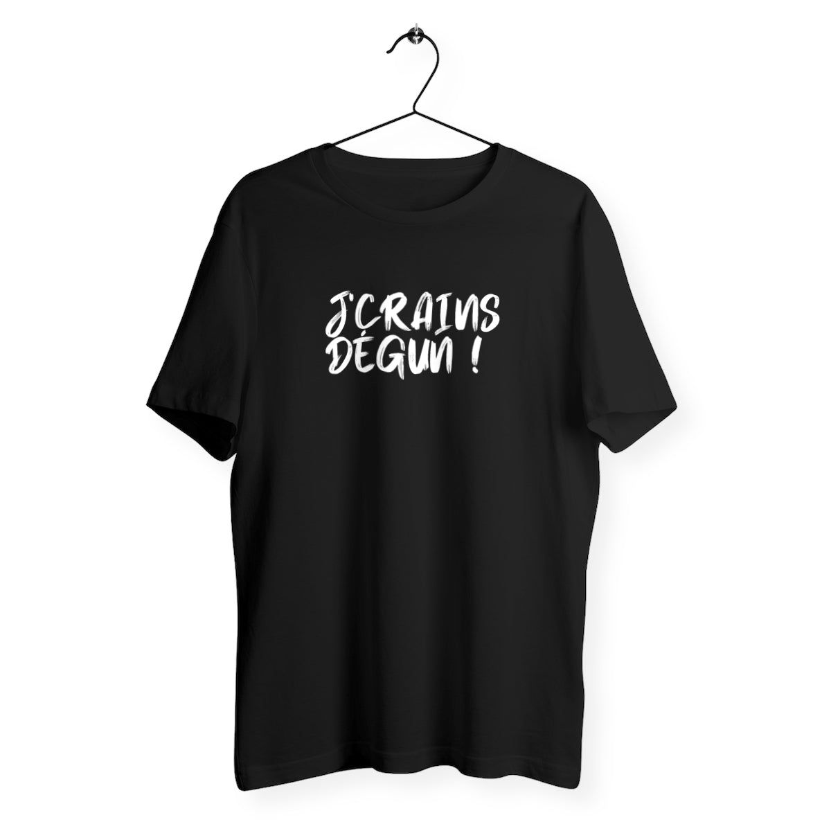 T-Shirt Homme Bio - J'Crains Dégun !, t-shirt j'crains dégun de tfrench, t-shirt humour du sud, t-shirt Marseille, tee shirt homme je crains degun, tee shirt humour, t-shirt sud, t-shirt expression du sud, t-shirt marseillais, t-shirt j'crains dégun noir