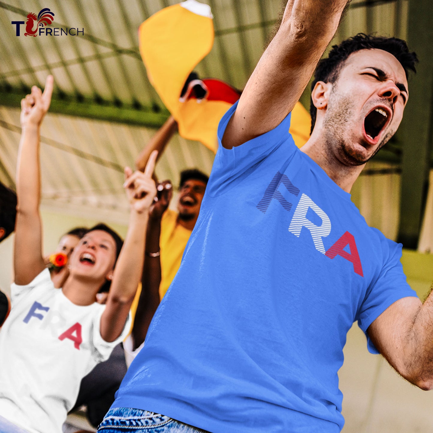 t-shirt mixte France, t-shirt supporter équipe de France, t-shirt France, t-shirt homme France, t-shirt femme France, t-shirt football, t-shirt UEFA Euro 2020, t-shirt Euro France, t-shirt fan de football, t-shirt de foot, t-shirt fan de l'équipe de France, impression poitrine, t-shirt match de foot, t-shirt bleu