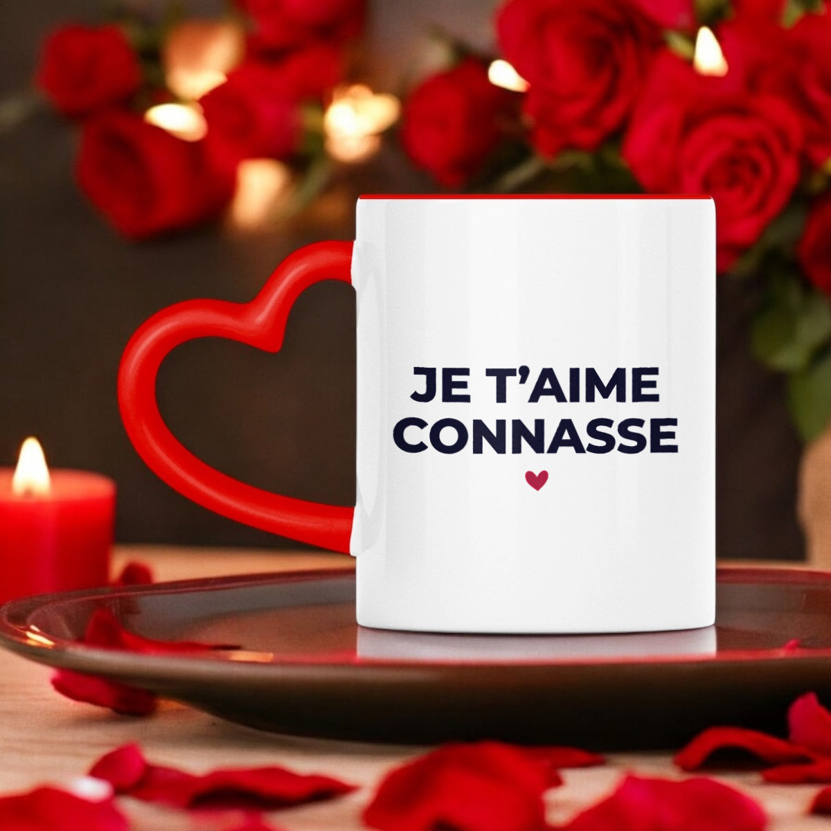 mug avec anse en forme de coeur je t'ame connasse, mug humour, mug saint valentin