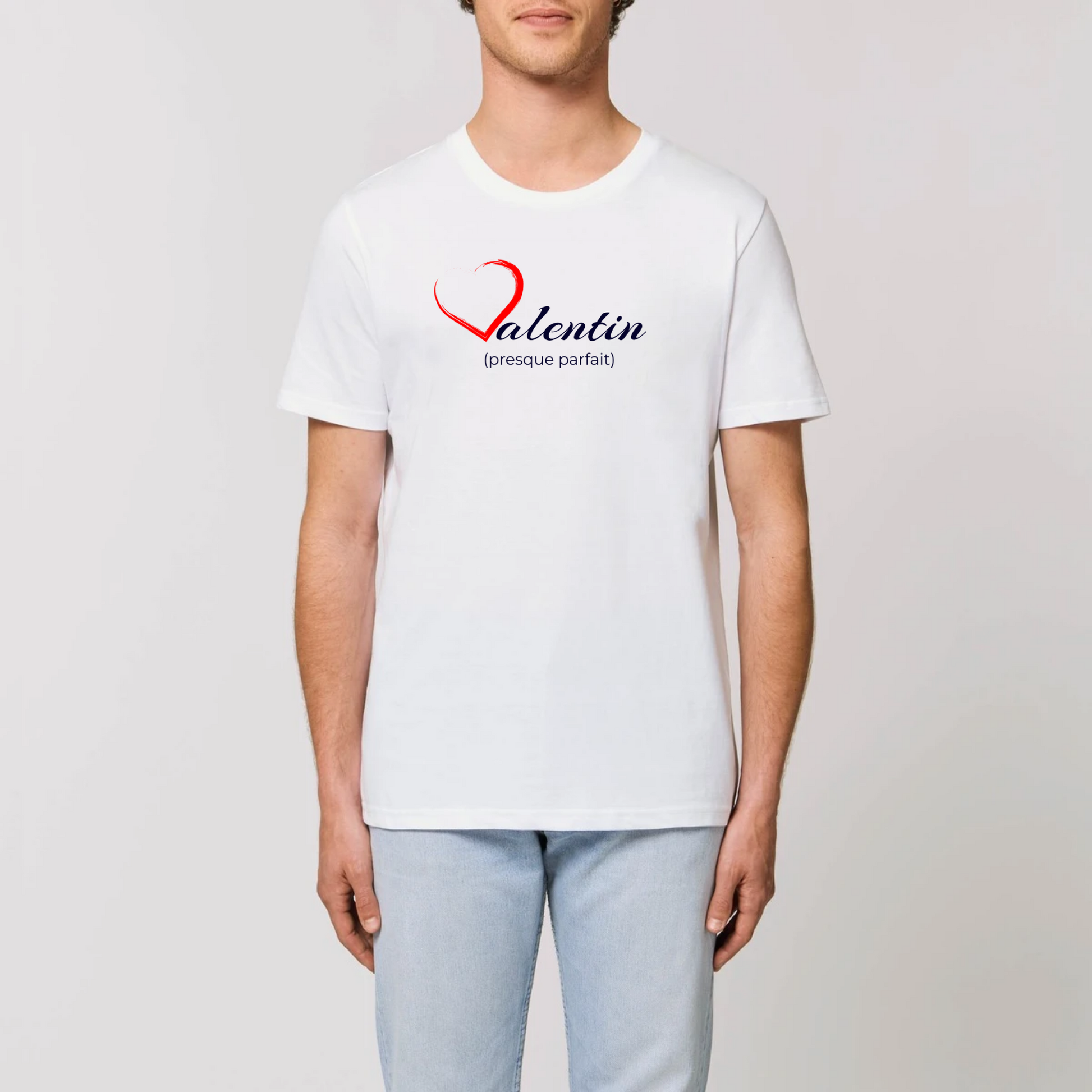 t-shirt homme Valentin coton bio T-French, tee shirt homme, saint valentin, idée cadeau, biologique, éco-responsable, Blanc