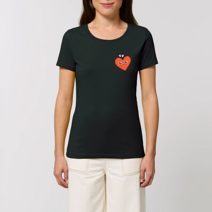 t-shirt femme Amoureux T-French coton bio, tee shirt femme, manches courtes , coeur, saint valentin, amour, Noir