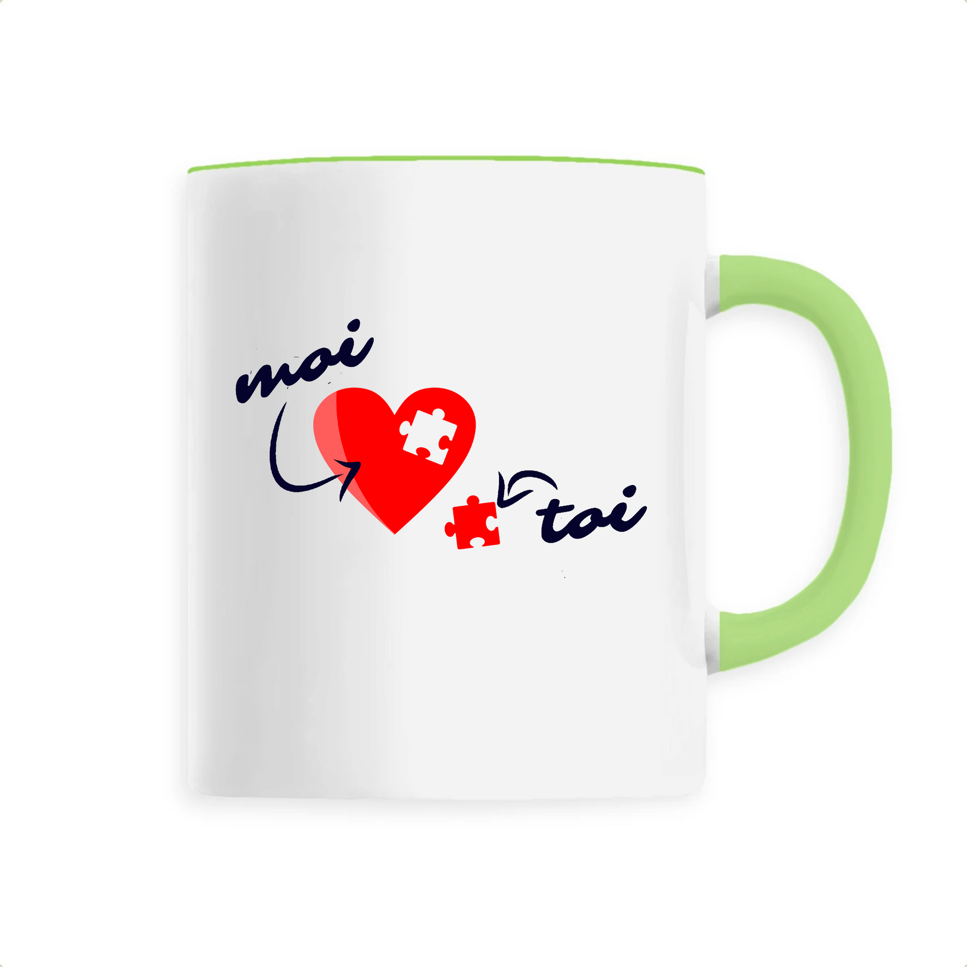 mug céramique T-French, tasse, saint valentin, amour, petit déjeuner, café, cadeau, Vert