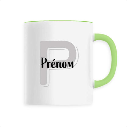 Mug en Céramique - Prénom, mug personnalisé avec prénom et initiale de T-French, mug avec prénom, mug personnalisable, mug prénom personnalisé, tasse personnalisé, mug prénom et initiale, mug avec prénom homme et femme, mug idée cadeau, mug prénom, mug personnalisé vert