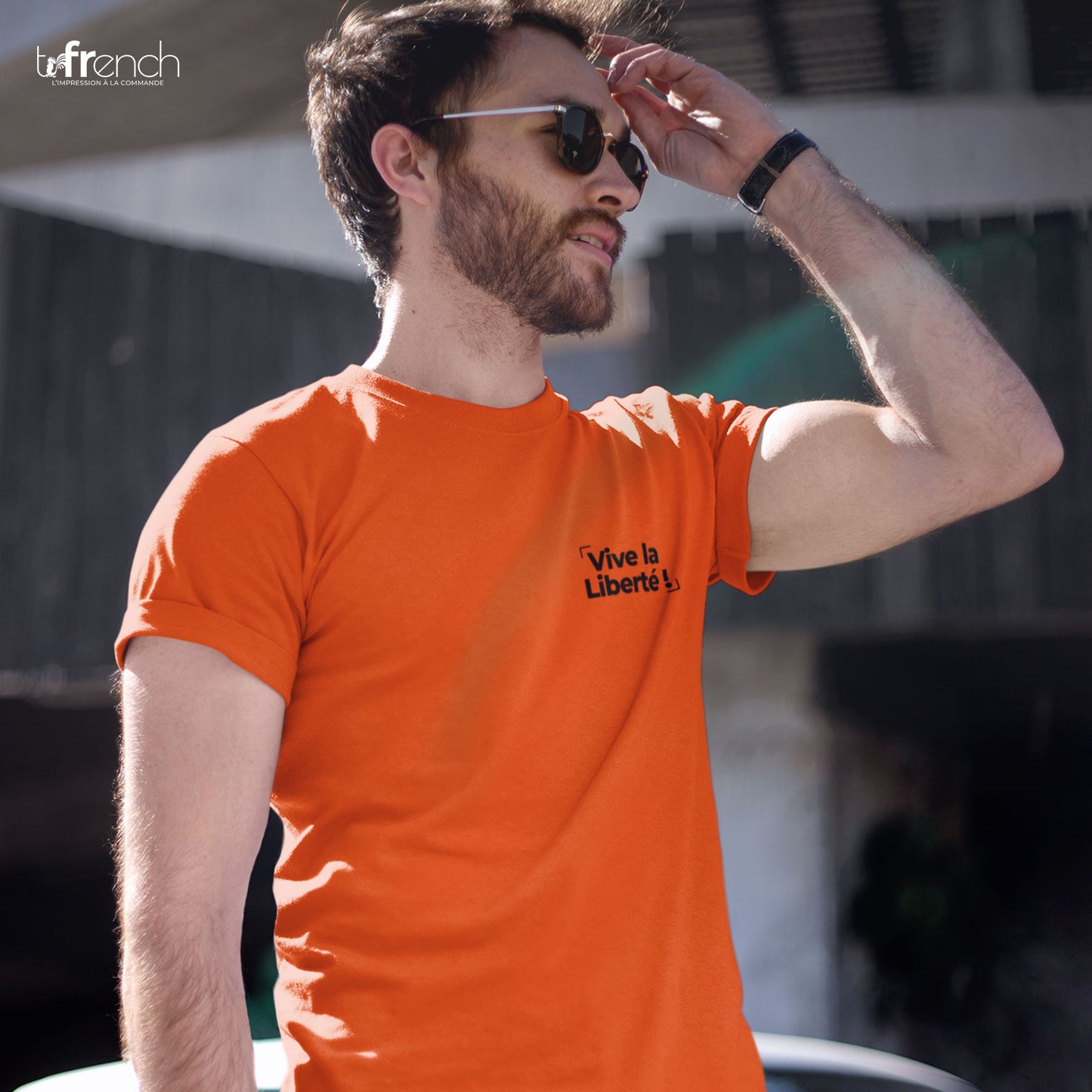 t-shirt vive la liberté, tee shirt vive la liberté, t-shirt mixte vive la liberté, tpmp, touche pas à mon poste, liberté d'expression, vive la liberté d'expression, être libre, t-shirt vive la liberté orange