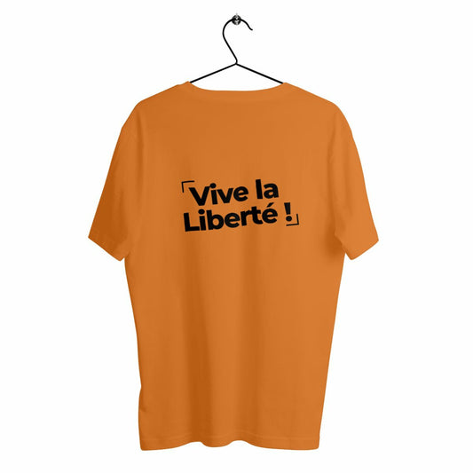 T-Shirt Mixte Bio - Vive la liberté ! t-shirt vive la liberté, tee shirt vive la liberté, t-shirt mixte vive la liberté, tpmp, touche pas à mon poste, liberté d'expression, vive la liberté d'expression, être libre, t-shirt vive la liberté orange