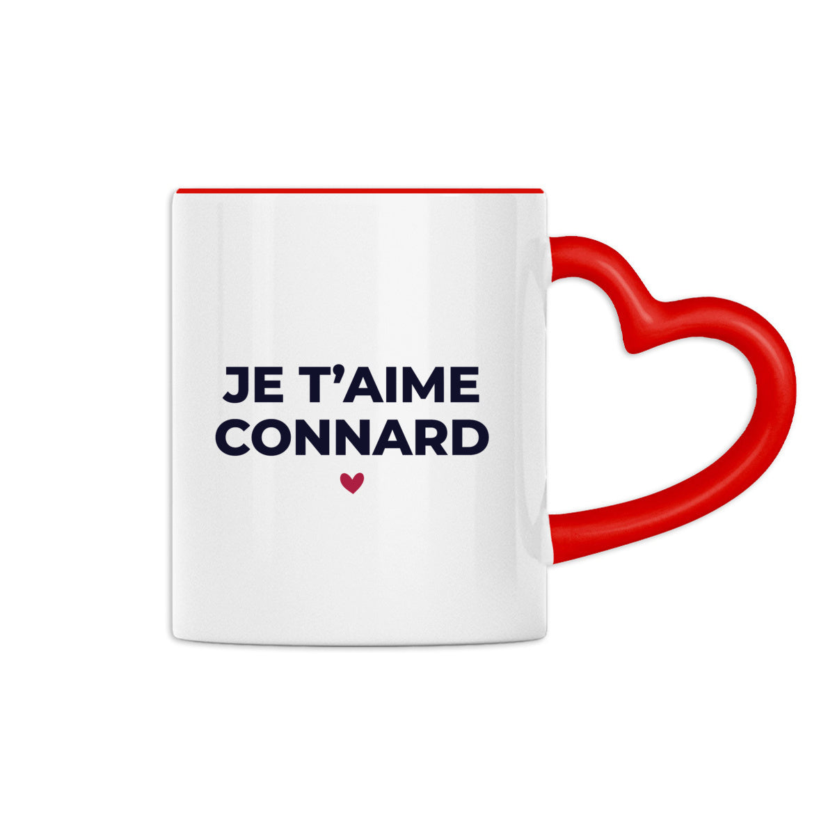 Mug - Je t'aime connard, mug anse coeur je t'ame connard, mug saint valentin, mug avec anse coeur rouge