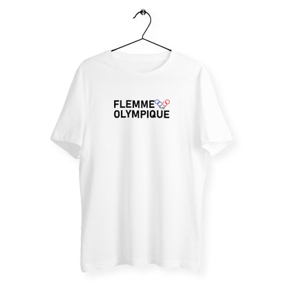 T-Shirt Mixte Bio - Flemme Olympique, T-Shirt Mixte Bio - Flemme Olympique, t-shirt humour flemme olympique, t-shirt jeux olympique, t-shirt jo Paris 2024, t-shirt humour jeux olympique, tee shirt homme humour, tee shirt jeux olympique, tee shirt JO de Paris 2024, tee shirt flemme olympique, t-shirt anneaux olympique, t-shirt humour blanc flemme olympique 