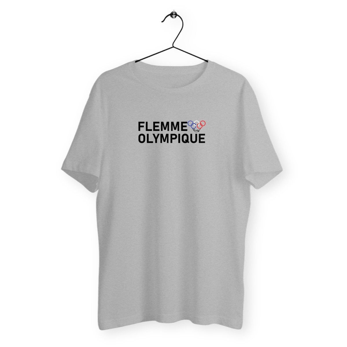 T-Shirt Mixte Bio - Flemme Olympique, T-Shirt Mixte Bio - Flemme Olympique, t-shirt humour flemme olympique, t-shirt jeux olympique, t-shirt jo Paris 2024, t-shirt humour jeux olympique, tee shirt homme humour, tee shirt jeux olympique, tee shirt JO de Paris 2024, tee shirt flemme olympique, t-shirt anneaux olympique, t-shirt humour gris flemme olympique 