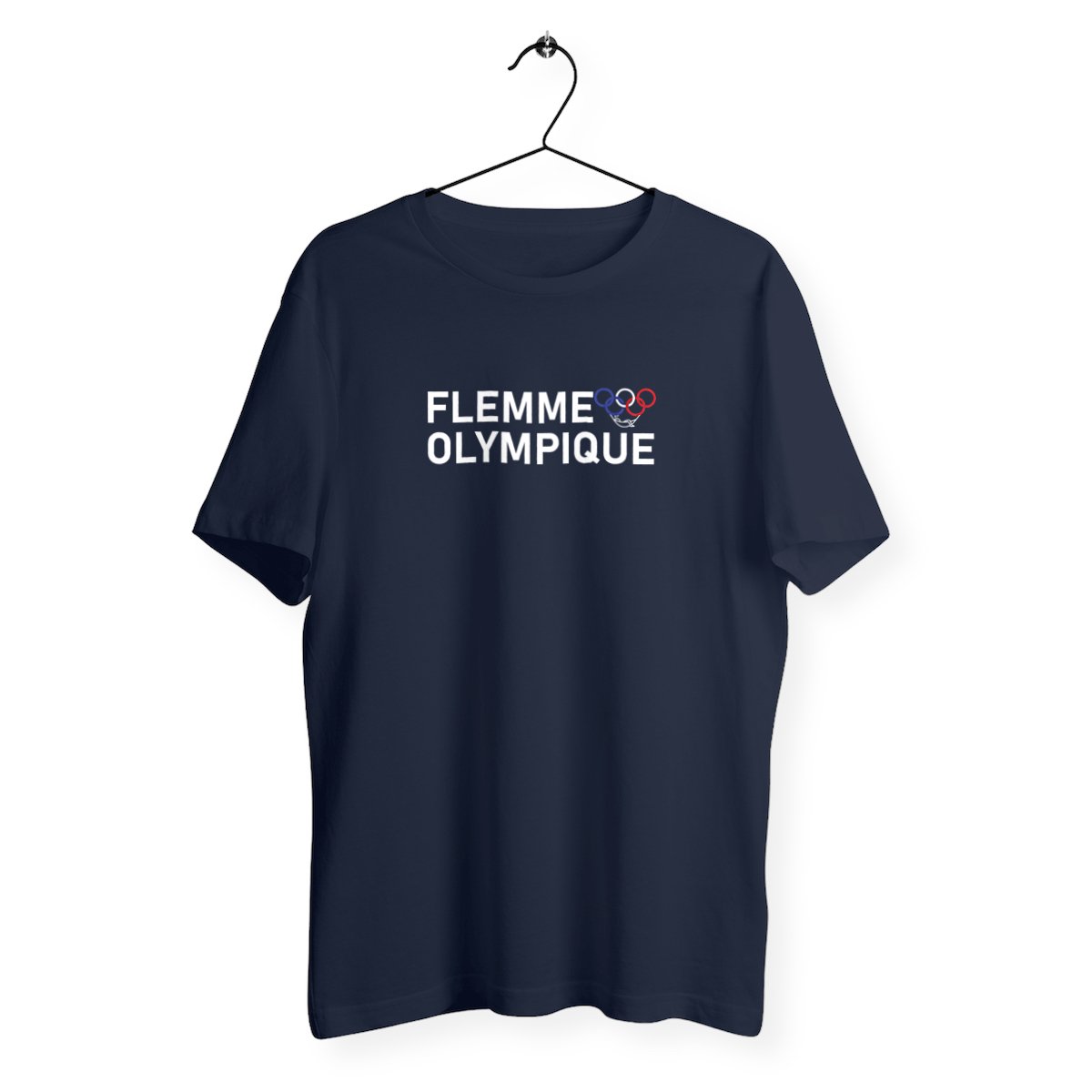 T-Shirt Mixte Bio - Flemme Olympique, T-Shirt Mixte Bio - Flemme Olympique, t-shirt humour flemme olympique, t-shirt jeux olympique, t-shirt jo Paris 2024, t-shirt humour jeux olympique, tee shirt homme humour, tee shirt jeux olympique, tee shirt JO de Paris 2024, tee shirt flemme olympique, t-shirt anneaux olympique, t-shirt humour bleu flemme olympique 