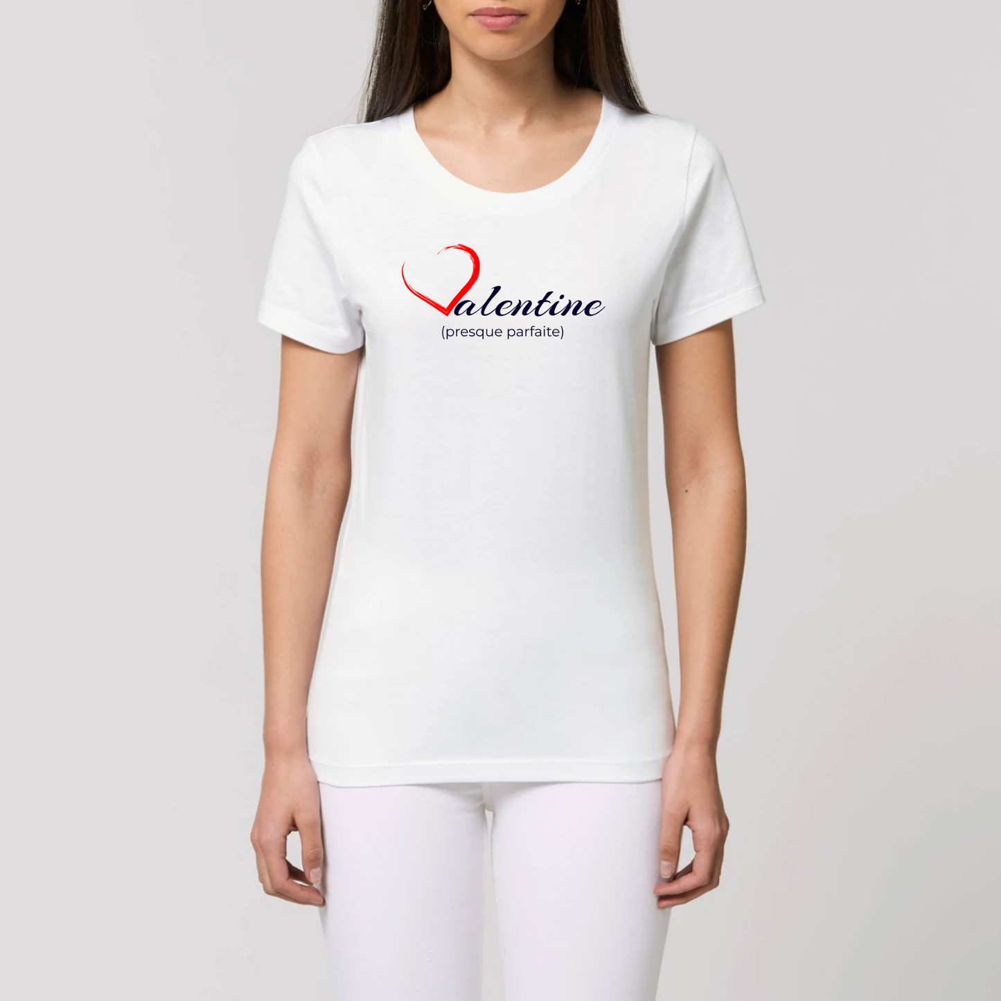 t-shirt femme Valentine coton bio T-French, saint valentin, idée cadeau, tee shirt femme, France, Blanc