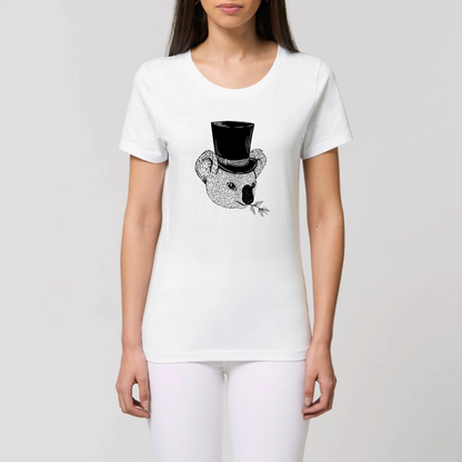T-shirt femme, ajusté, nature, animaux, chapeau, Blanc
