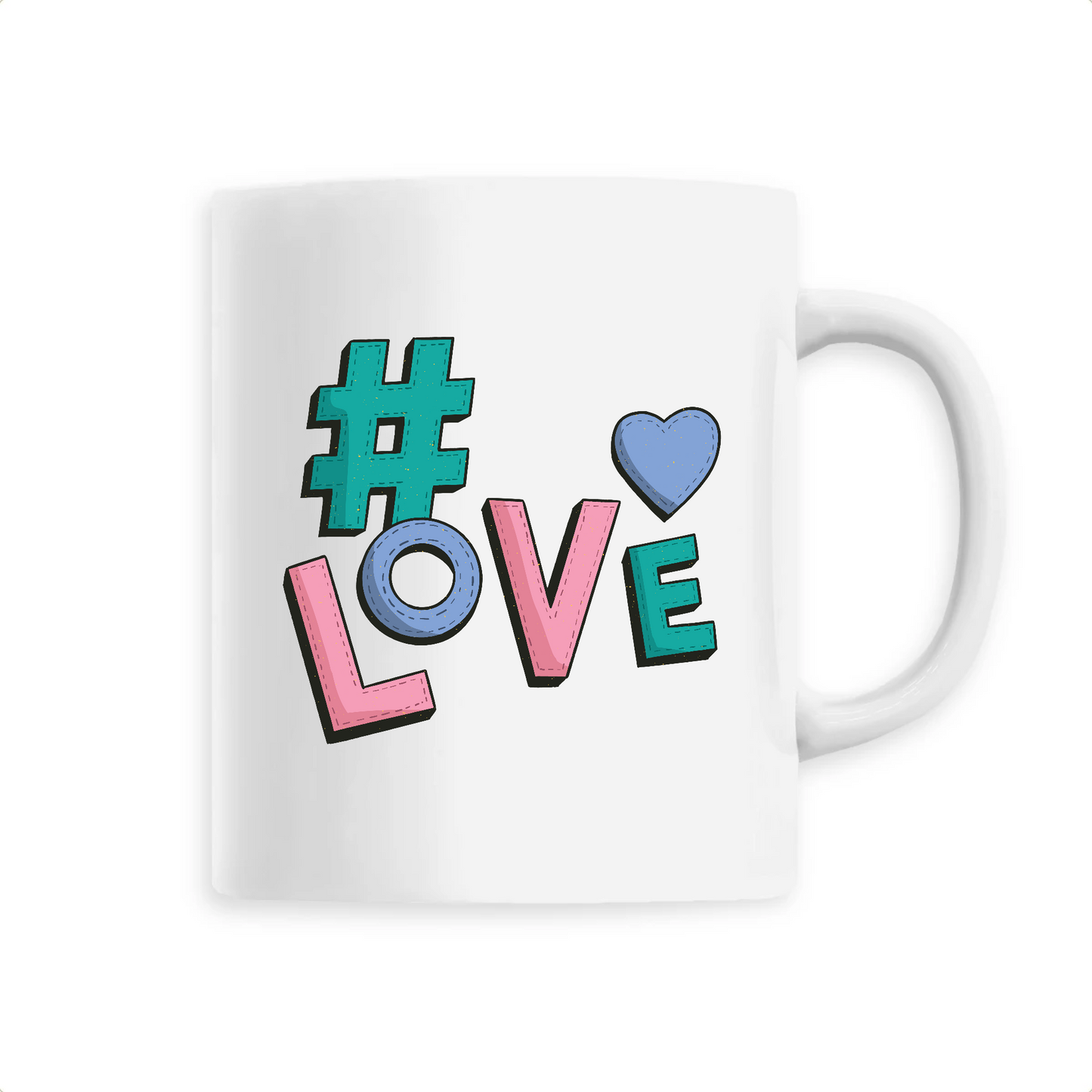 Mug T-French céramique, #love, tasse, saint-valentin, love, amour, idées cadeau fête des mèresBlanc