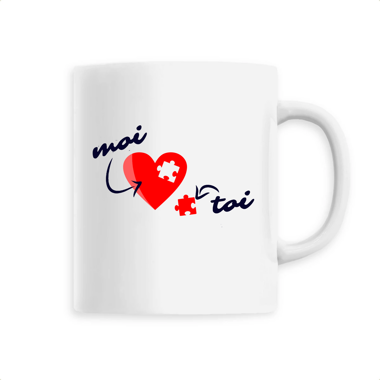mug céramique T-French, tasse, saint valentin, amour, Blanc