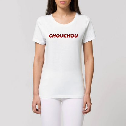 t-shirt chouchou femme T-French, coton bio, manches courtes, coupe ajustée, surnom, saint valentin, Blanc