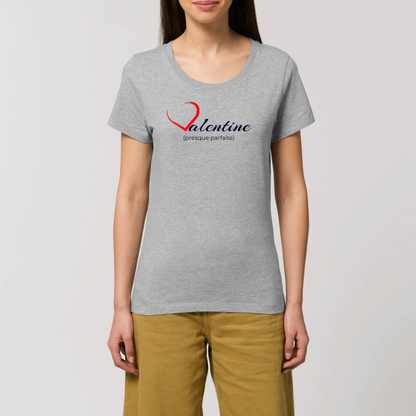 t-shirt femme Valentine coton bio T-French, saint valentin, idée cadeau, tee shirt femme, France, Gris