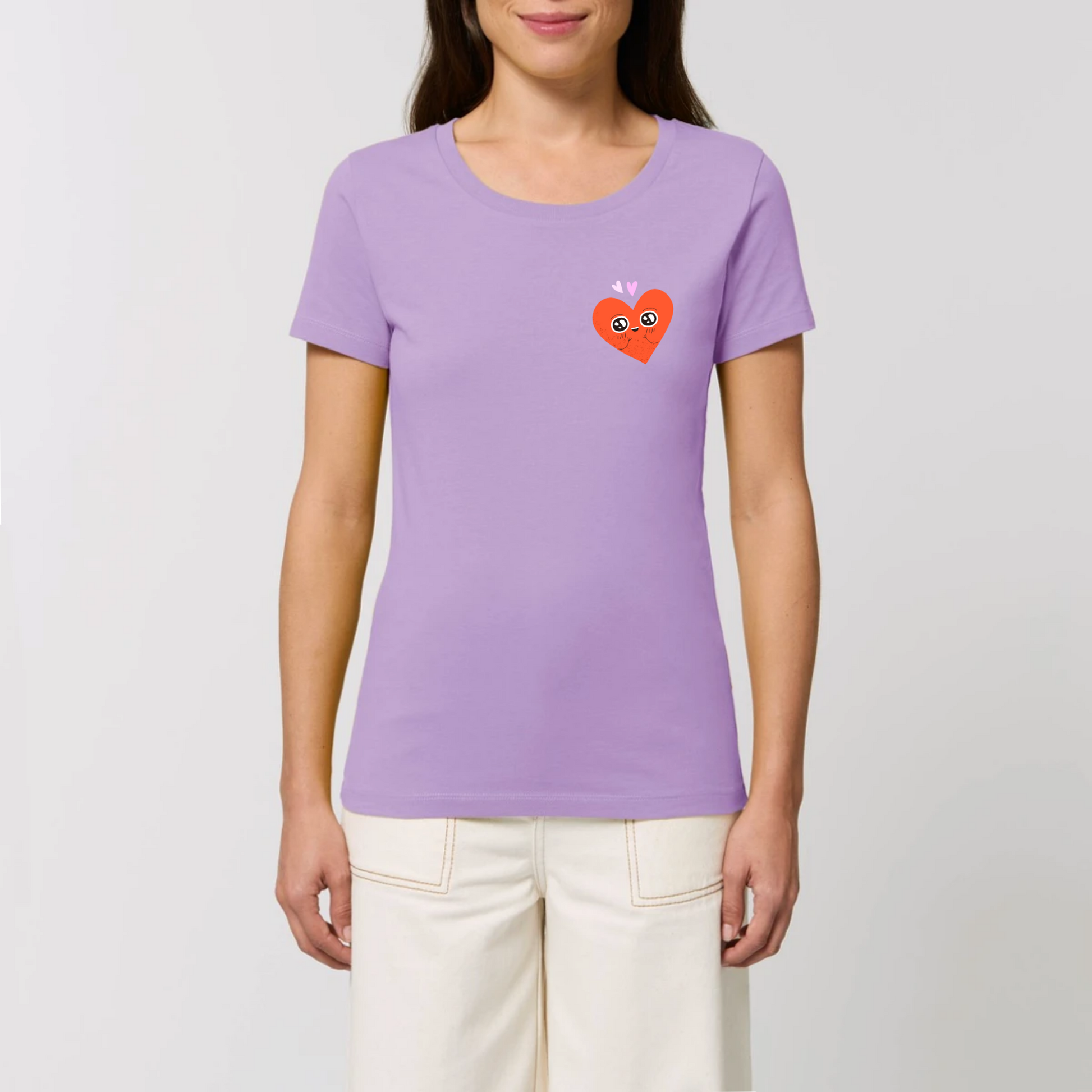 t-shirt femme Amoureux T-French coton bio, tee shirt femme, manches courtes , cœur, saint valentin, Lavande