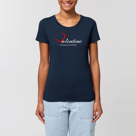 t-shirt femme Valentine coton bio T-French, saint valentin, idée cadeau, tee shirt femme, France, Marine