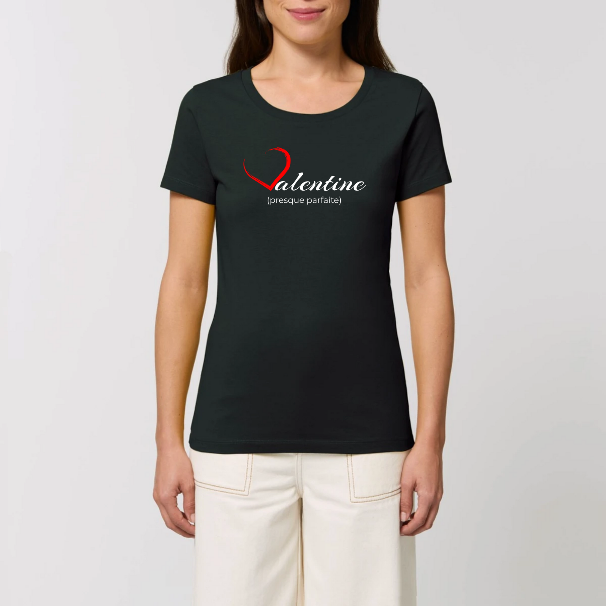 t-shirt femme Valentine coton bio T-French, saint valentin, idée cadeau, tee shirt femme, France, Noir