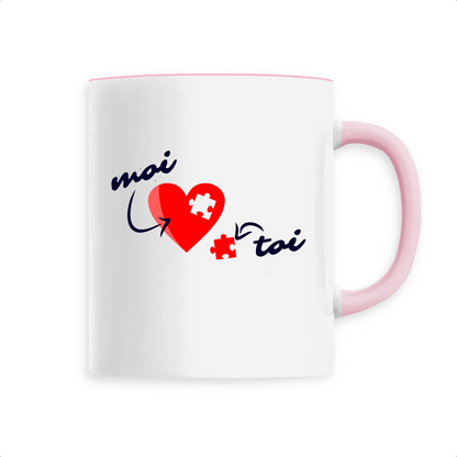 mug T-French, tasse, saint valentin, amour, puzzle, coeur, Rose