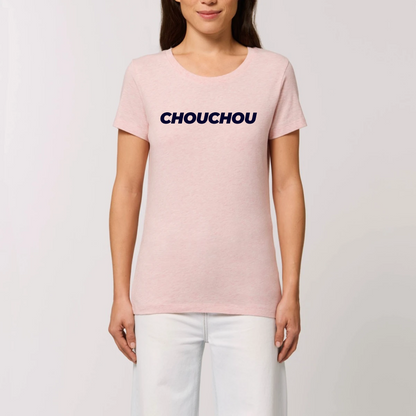 t-shirt chouchou femme T-French, coton bio, manches courtes, coupe ajustée, surnom, saint valentin, Rose