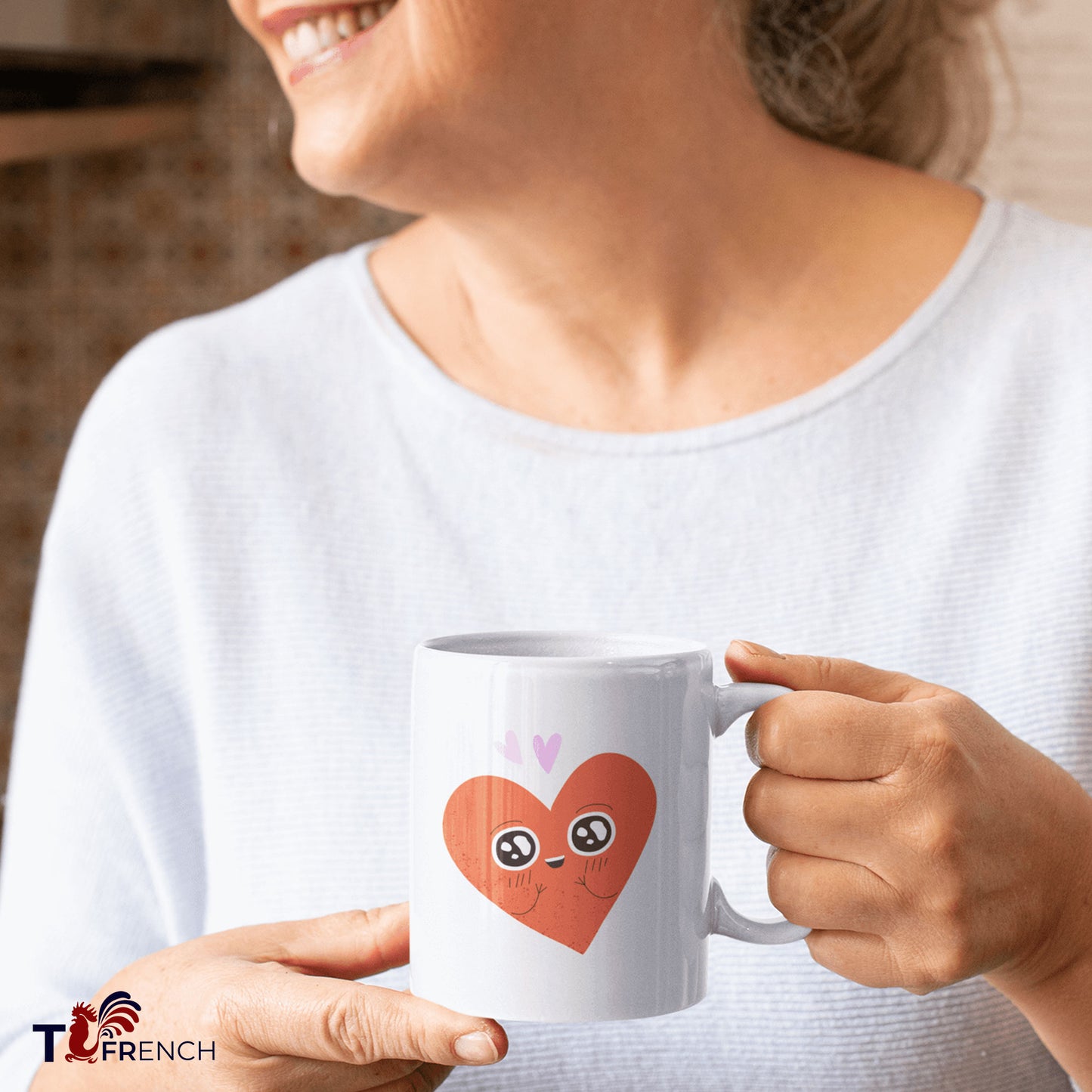 mug céramique coeur de T-French, tasse, mug saint valentin, mug cadeau, idée cadeau, mug à café, tasse à thé, mug fête des mères, mug anniversaire, mug anse Rouge