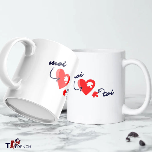mug céramique toi et moi de T-French, mug couple toi et moi, tasse, mug saint valentin, mug amour, mug avec message, mug idée cadeau, mugs blancs