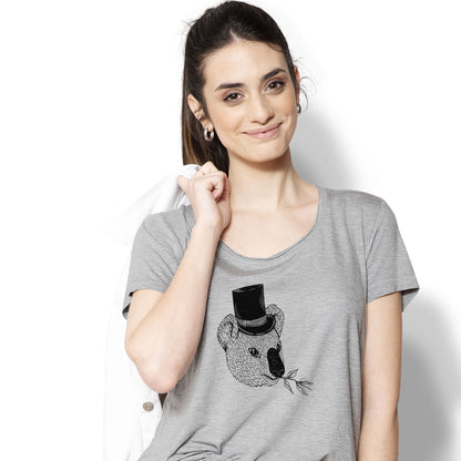t-shirt femme coton bio gris koala T-French