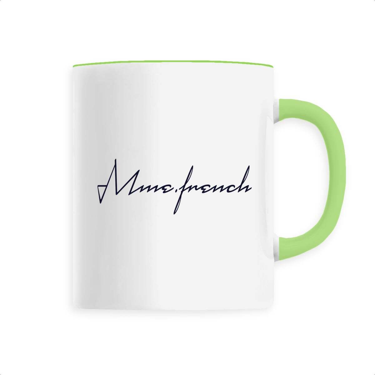 Mug Céramique - Mme French, mug Mme French en céramique de T-French, mug femme, mug idée cadeau fête de mères, mug french touch, mug Madame French, mug fête de fin d'année, mug vert