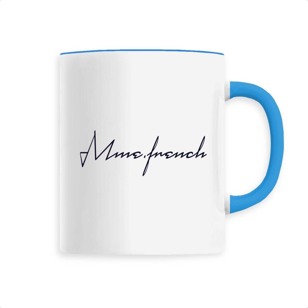 Mug Céramique - Mme French, mug Mme French en céramique de T-French, mug femme, mug idée cadeau fête de mères, mug french touch, mug Madame French, mug fête de fin d'année, mug bleu