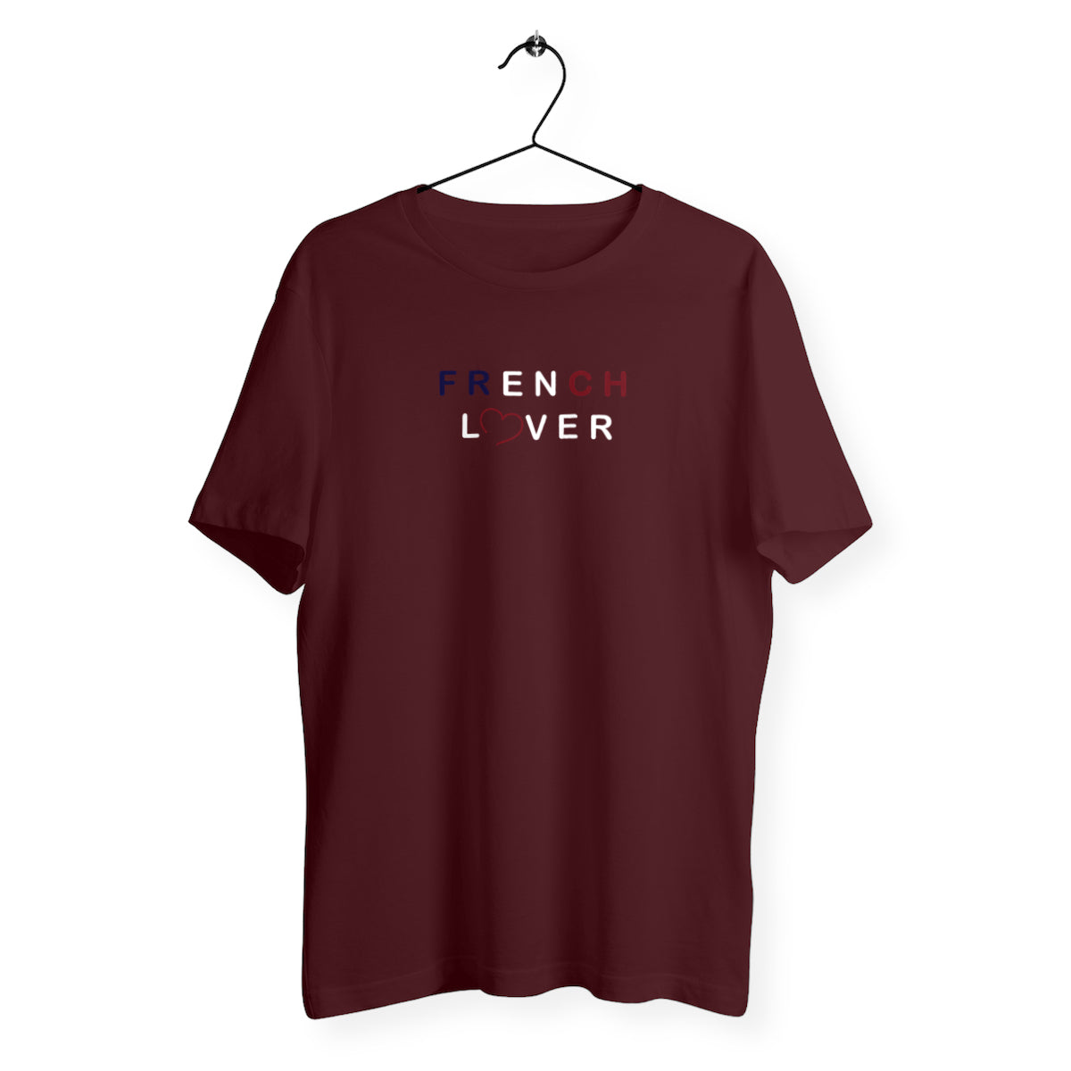 T-Shirt Homme Bio - French Lover, T-shirt french lover en coton bio de TFrench, t-shirt french lover, t-shirt homme saint valentin, tee shirt homme french lover, t-shirt saint valentin, t-shirt idée cadeau, tee shirt en coton bio, t-shirt french lover rouge