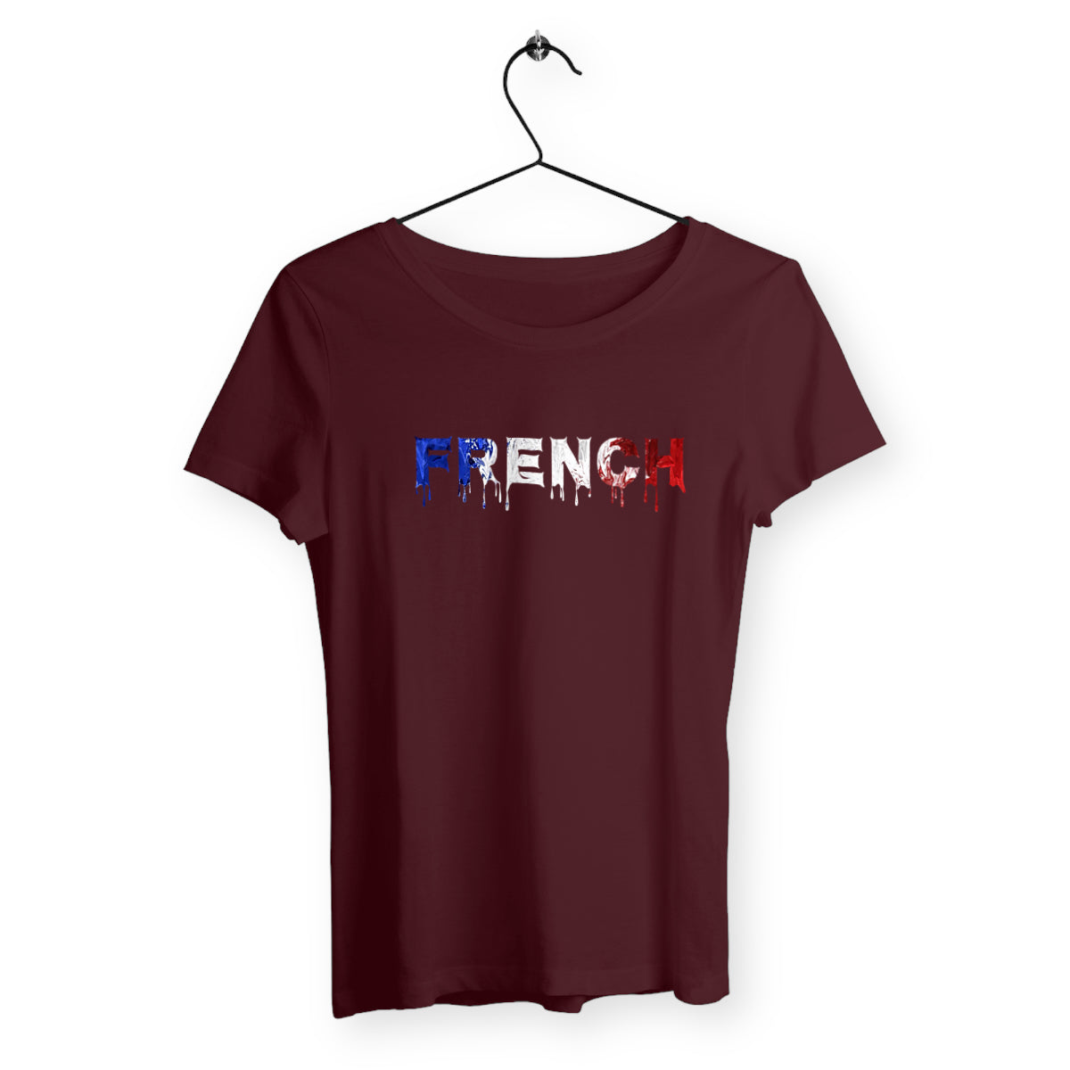 T-Shirt Femme Bio - Peinture French, t-shirt femme coton bio noir peinture french T-French, t-shirt french, t-shirt french touch femme, tee shirt french peinture rouge