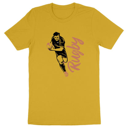 T-Shirt Homme Bio - Sport Rugby jaune, T-shirt en coton bio rugby sport de t-french, t-shirt sport rugby, t-shirt homme rugby, t-shirt de rugby, t-shirt coupe du monde de rugby, tee shirt ballon rond, t-shirt ballon rond, t-shirt en coton bio rugby