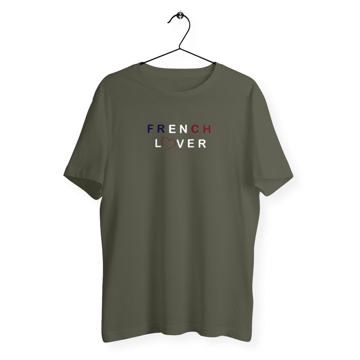 T-Shirt Homme Bio - French Lover, T-shirt french lover en coton bio de TFrench, t-shirt french lover, t-shirt homme saint valentin, tee shirt homme french lover, t-shirt saint valentin, t-shirt idée cadeau, tee shirt en coton bio, t-shirt french lover vert