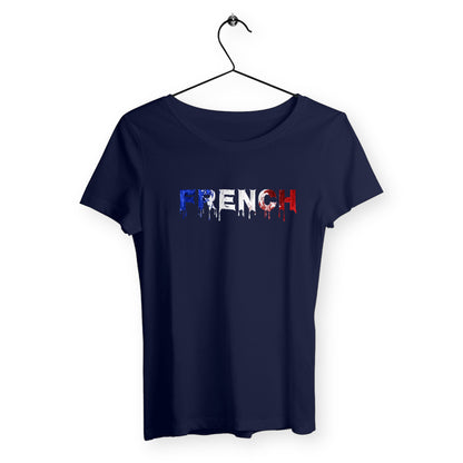 T-Shirt Femme Bio - Peinture French, t-shirt femme coton bio noir peinture french T-French, t-shirt french, t-shirt french touch femme, tee shirt french peinture bleu marine