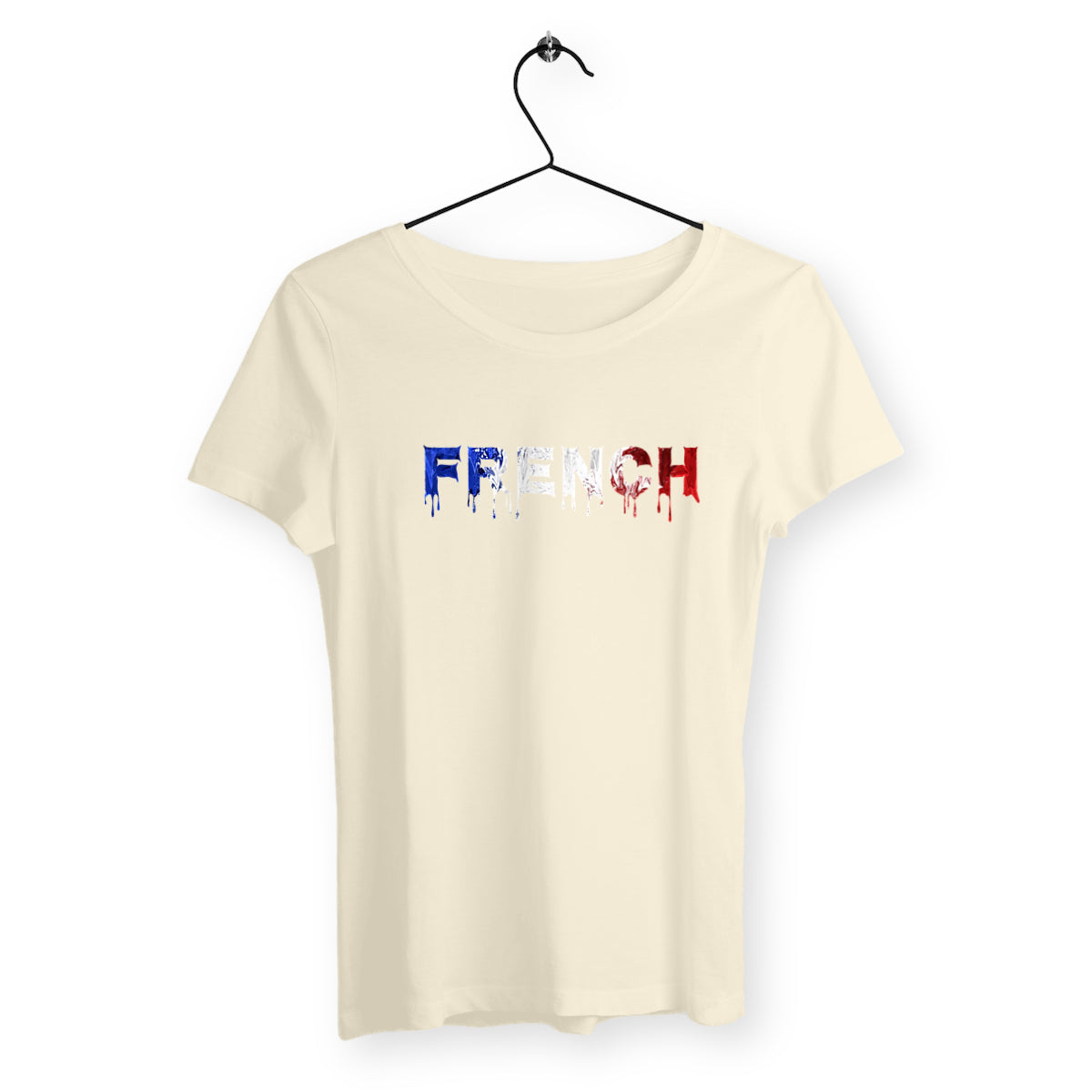 T-Shirt Femme Bio - Peinture French, t-shirt femme coton bio noir peinture french T-French, t-shirt french, t-shirt french touch femme, tee shirt french peinture naturel