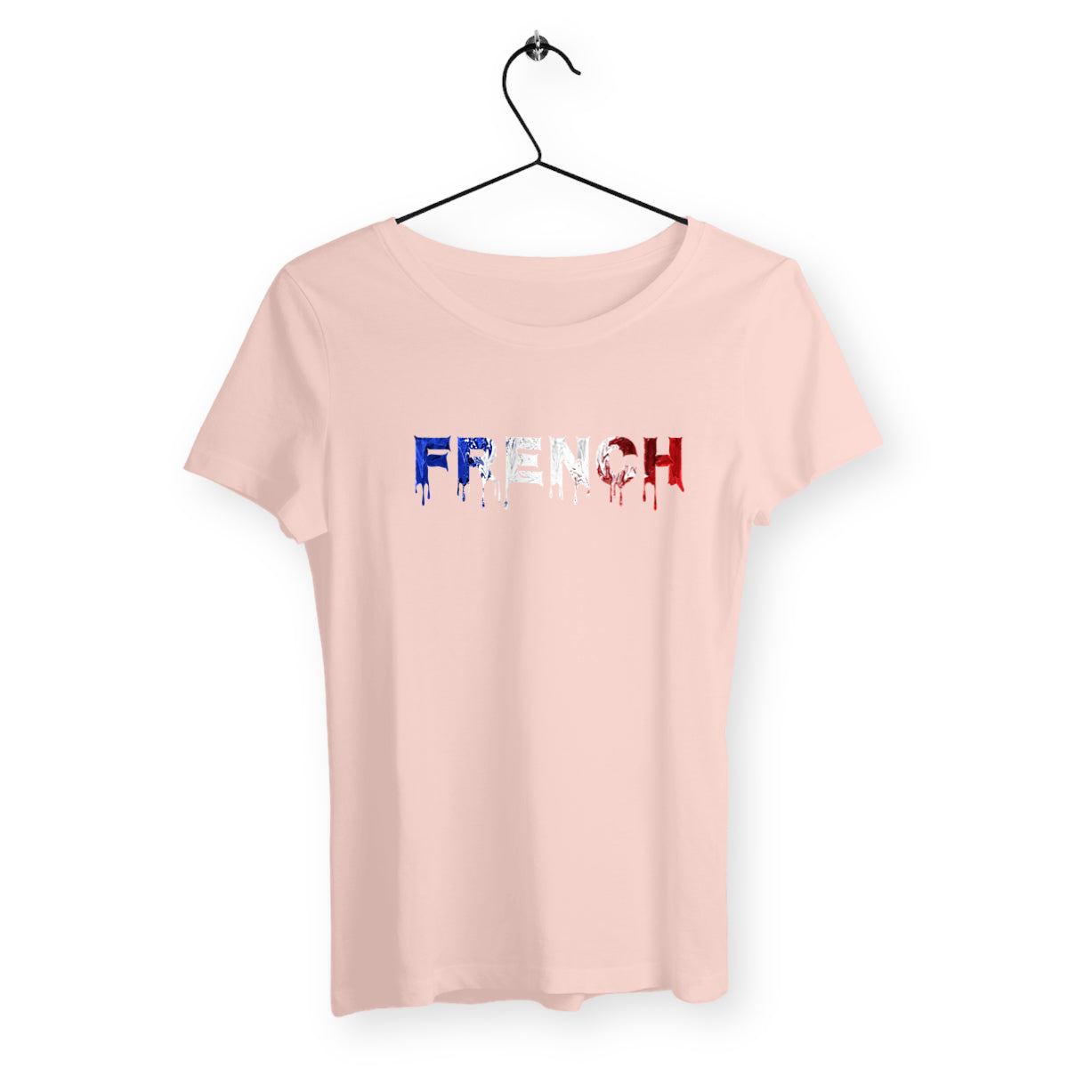 T-Shirt Femme Bio - Peinture French, t-shirt femme coton bio noir peinture french T-French, t-shirt french, t-shirt french touch femme, tee shirt french peinture rose