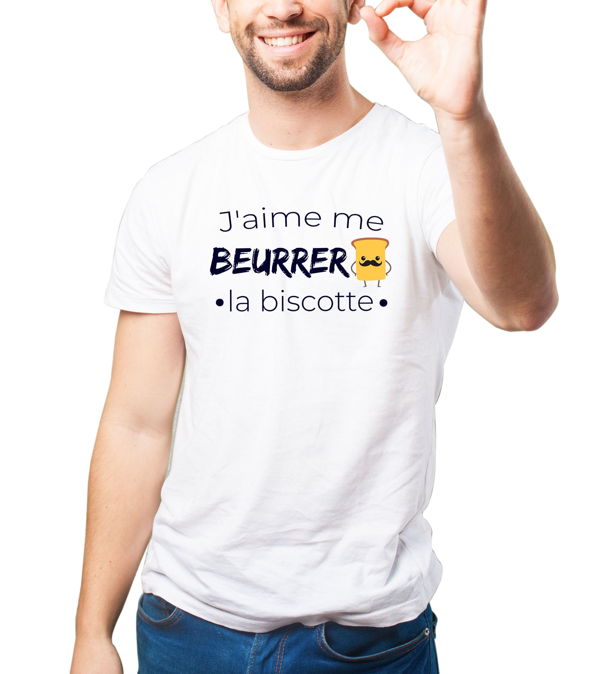 T-French  T-Shirt J'aime me Beurrer la Biscotte Homme Bio