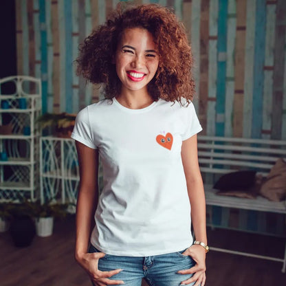 t-shirt femme Amoureux T-French coton bio, tee shirt femme, manches courtes, coeur, t-shirt saint valentin, Blanc